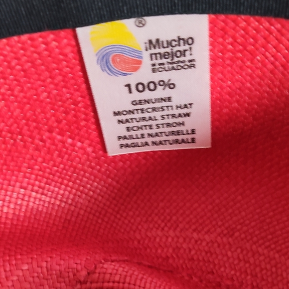 Equador Women\'s Handwoven Montecristi panama hat Red Sz 59 Unworn Condition main image 10